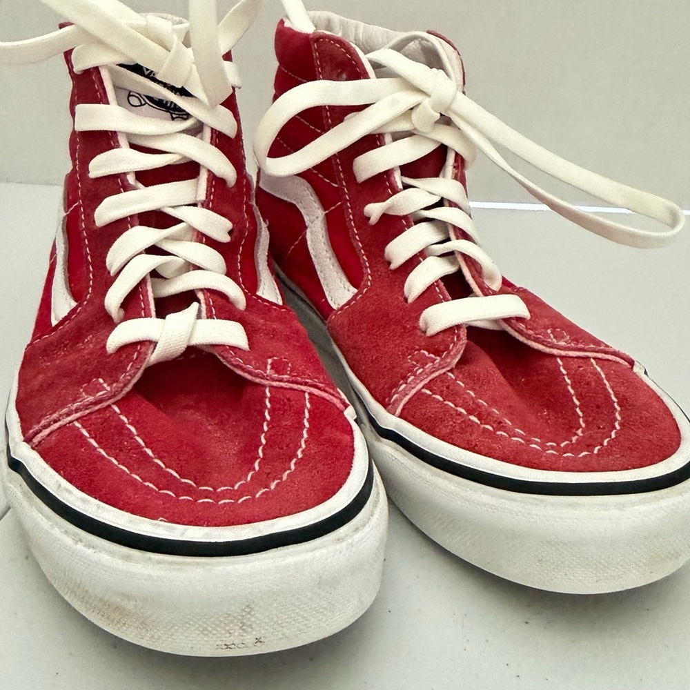 Vans Kids Red and White High-Top Sneakers
